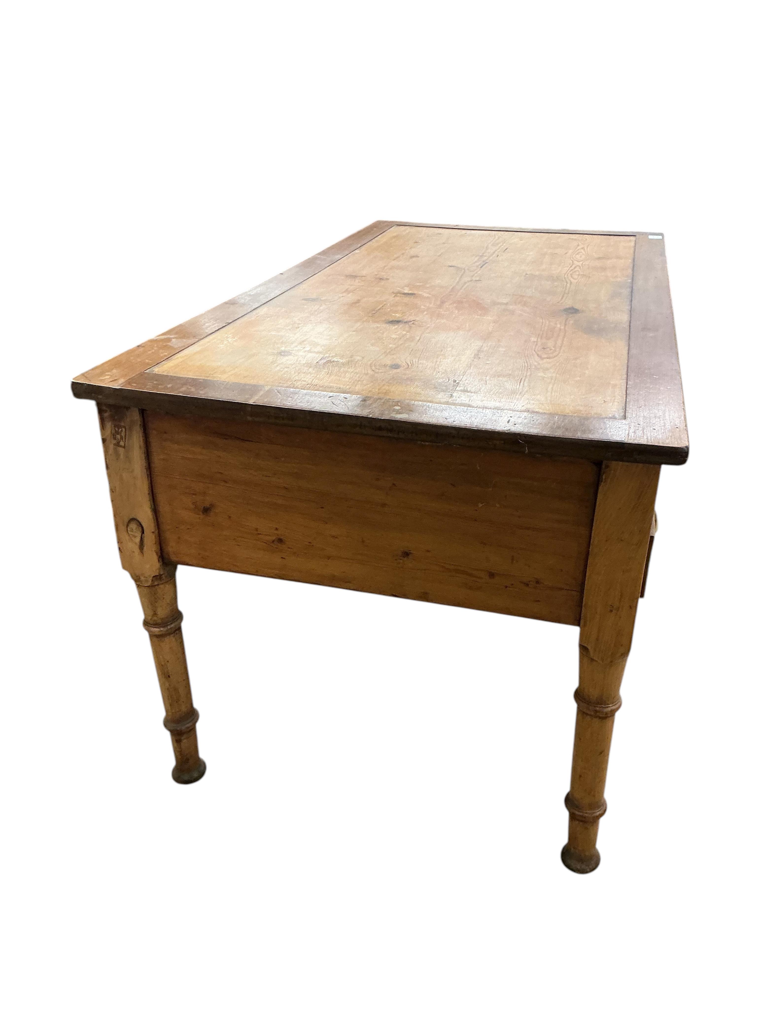 A Victorian walnut and pine kneehole desk, width 151cm, depth 79cm, height 76cm